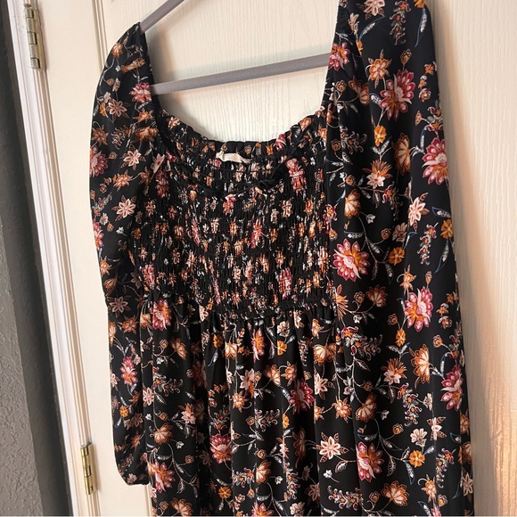 Altar’d state brown and black floral smocked ruffle mini dress, large - Picture 3 of 10